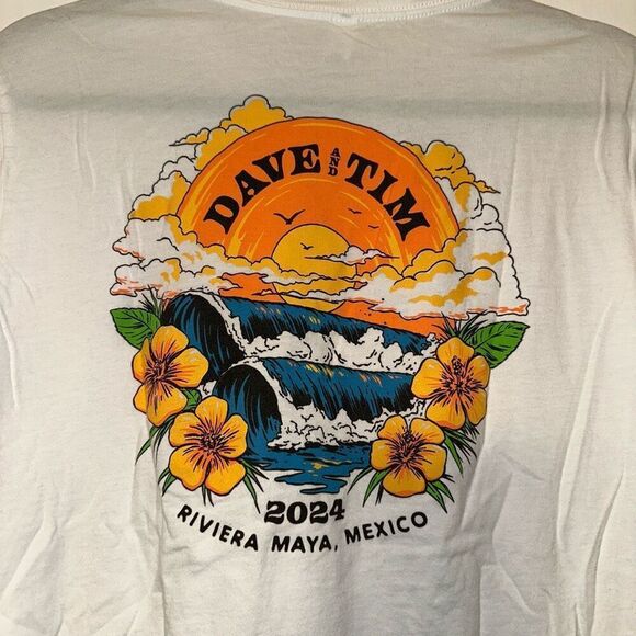 Dave and Tim Cancun Mexico Riviera Maya White Graphic Tee Large NWOT - Picture 6 of 11